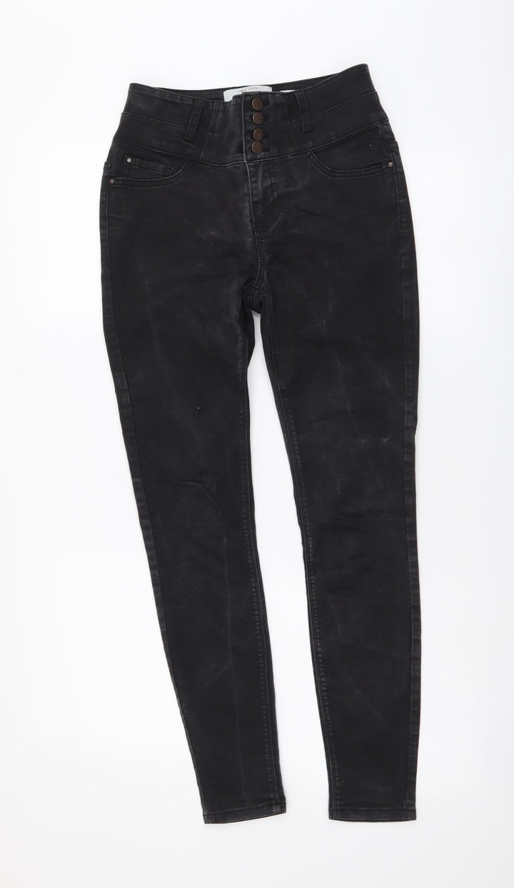 New Look Womens Grey Cotton Skinny Jeans Size 8 L27 in Regular Button