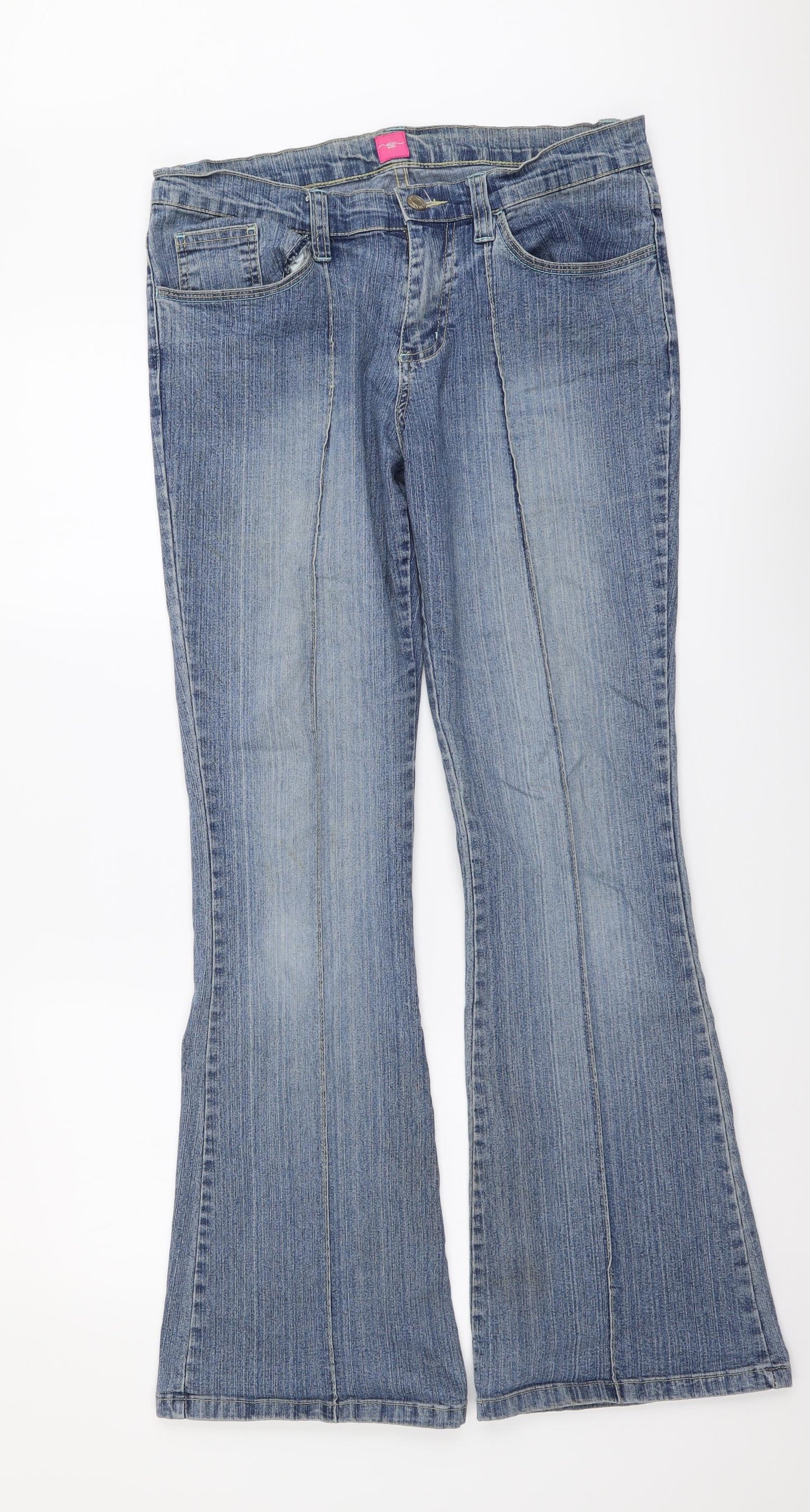 New Look Womens Blue Cotton Bootcut Jeans Size 32 in L31 in Regular Button