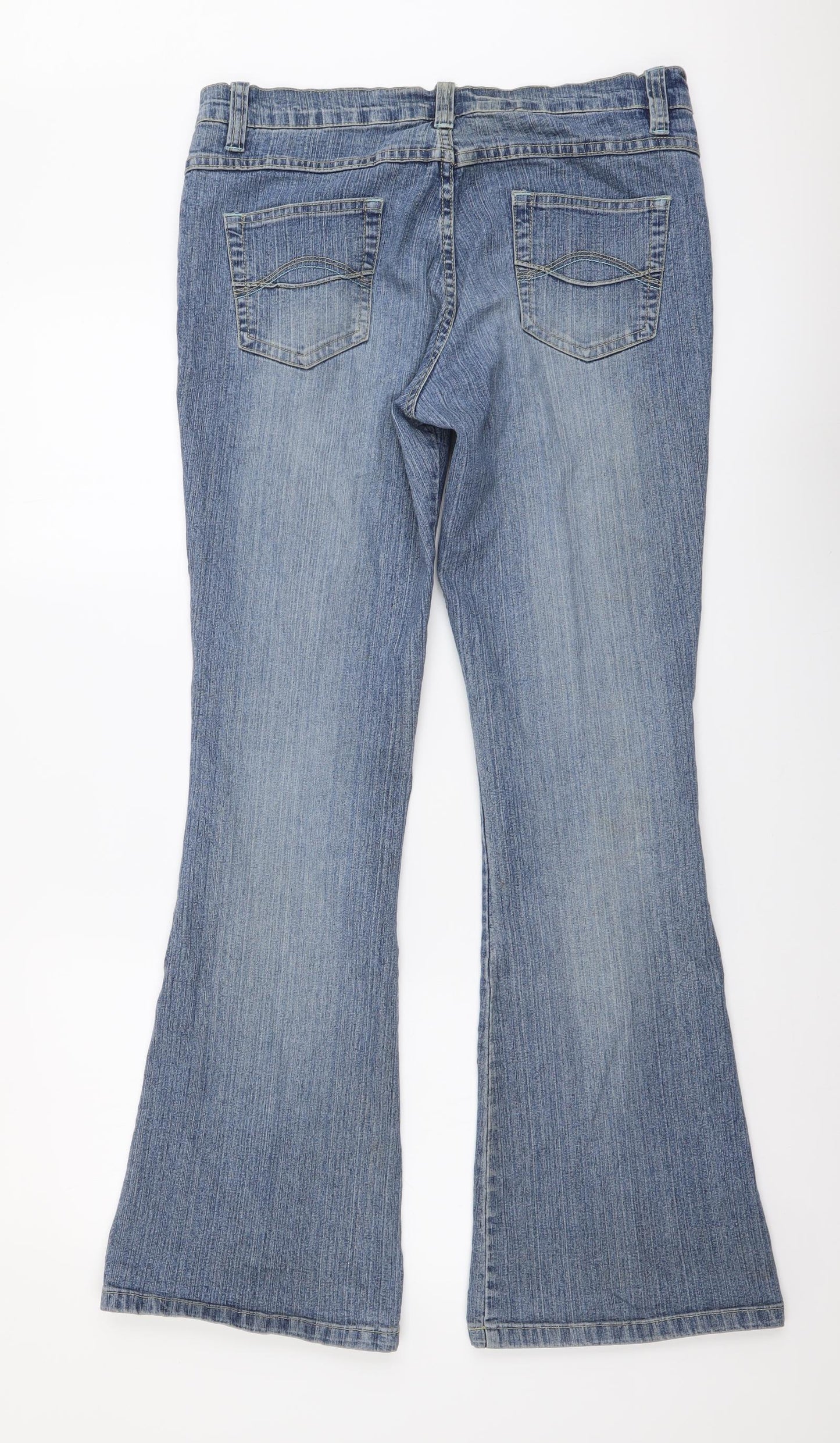 New Look Womens Blue Cotton Bootcut Jeans Size 32 in L31 in Regular Button