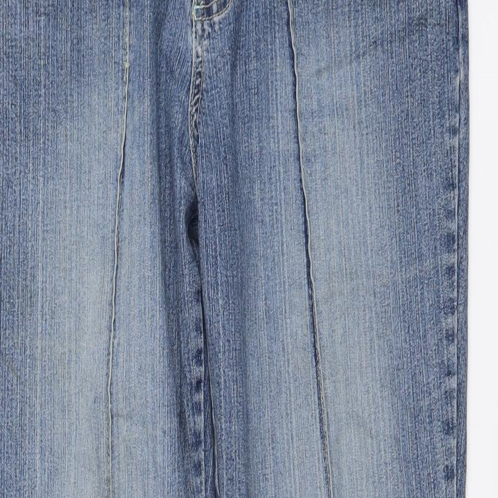 New Look Womens Blue Cotton Bootcut Jeans Size 32 in L31 in Regular Button