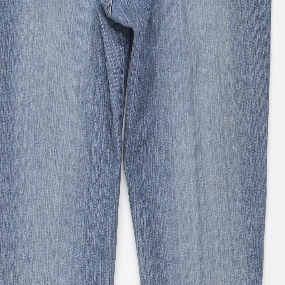 New Look Womens Blue Cotton Bootcut Jeans Size 32 in L31 in Regular Button