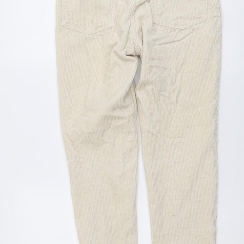 Monki Womens Beige Cotton Straight Jeans Size S L26 in Slim Button
