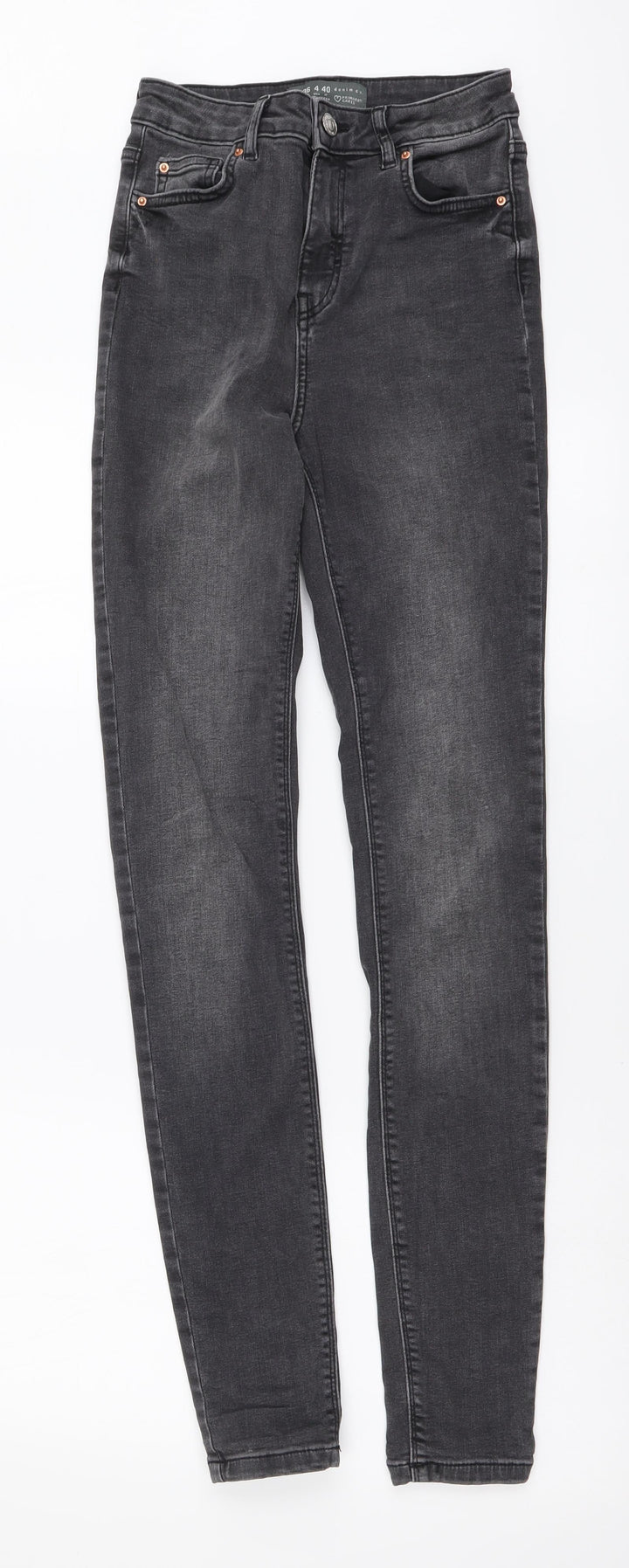 Denim & Co. Womens Grey Cotton Skinny Jeans Size 8 L31 in Regular Button
