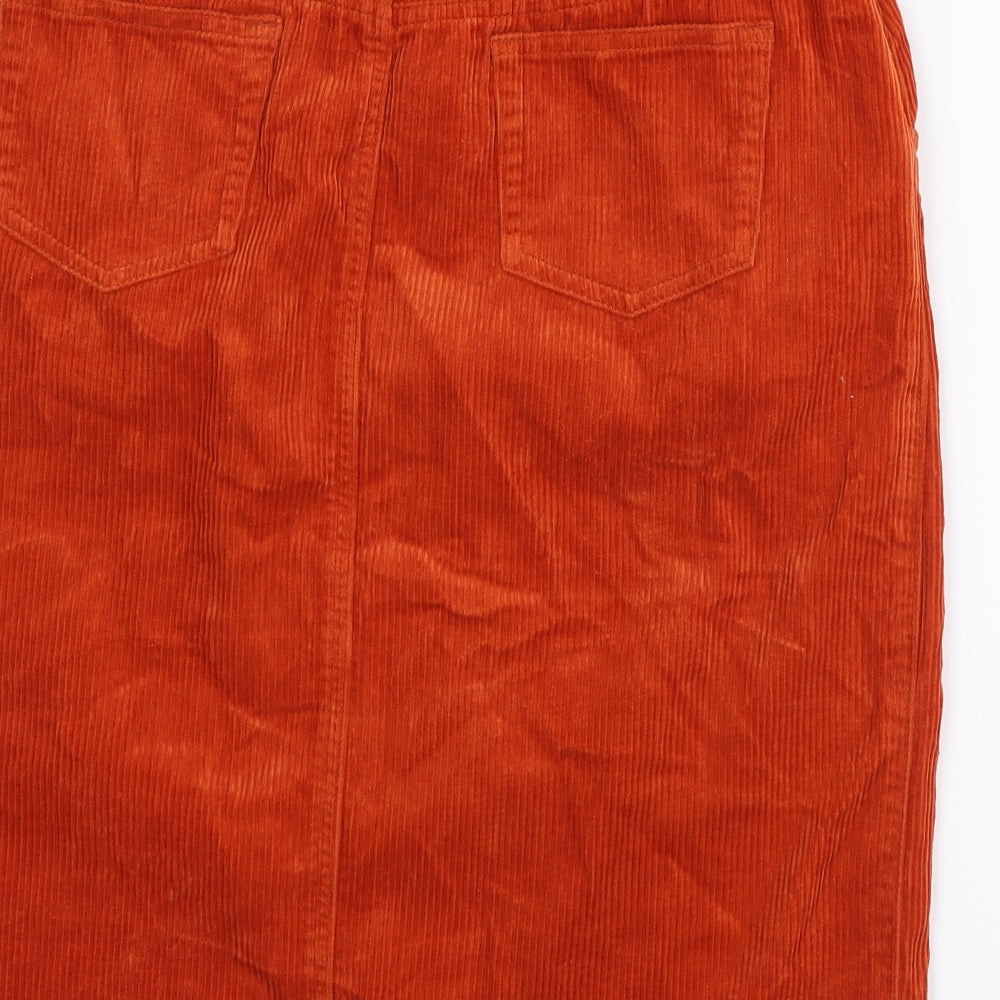 TU Womens Orange Cotton Straight & Pencil Skirt Size 10 Button