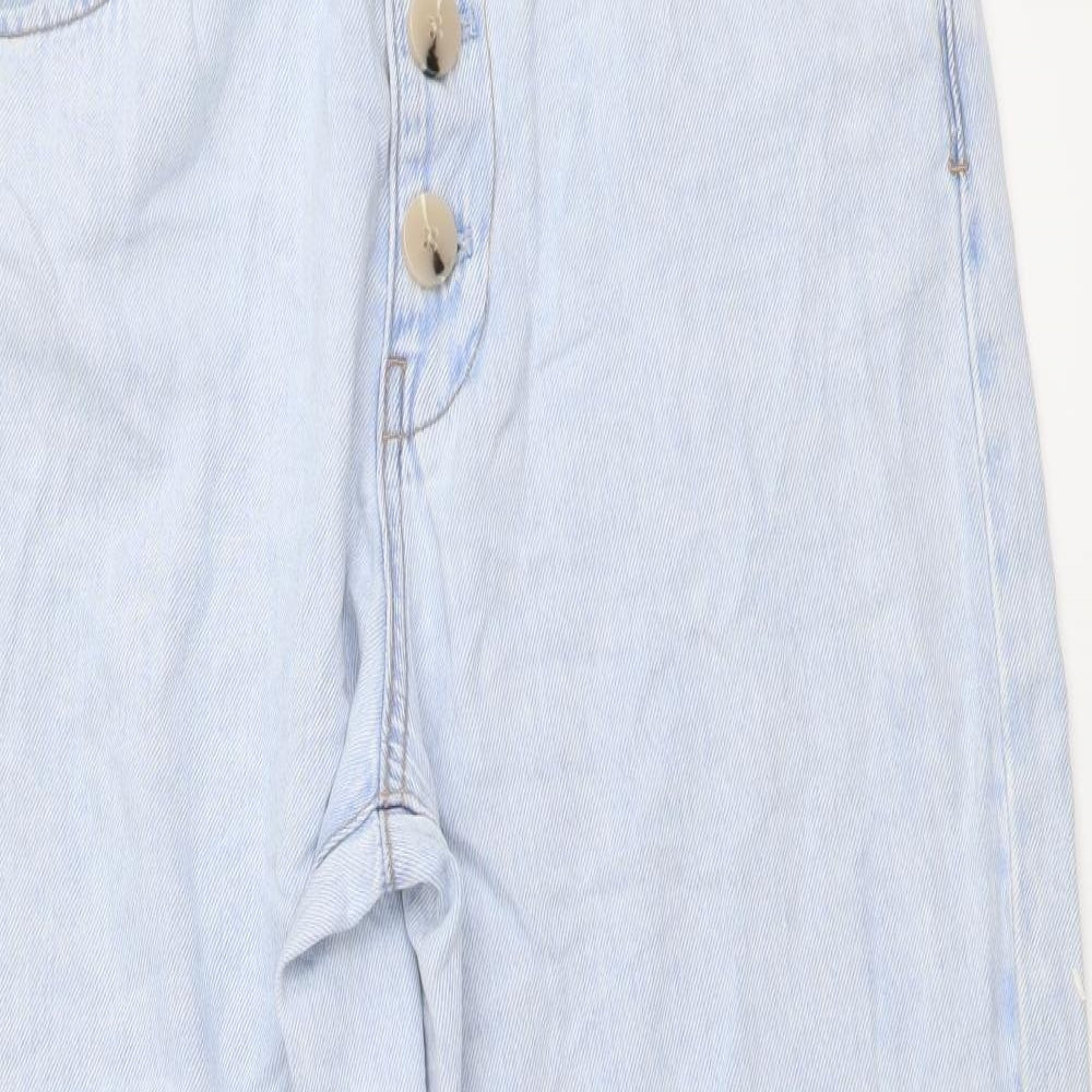 Zara Womens Blue Cotton Straight Jeans Size L L26 in Regular Button
