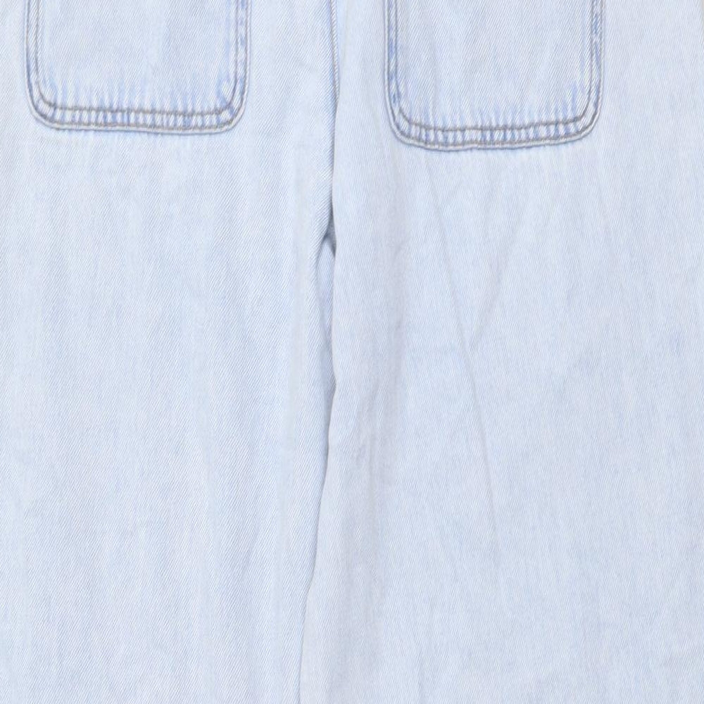 Zara Womens Blue Cotton Straight Jeans Size L L26 in Regular Button