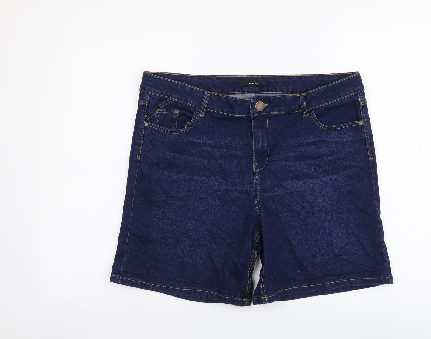 George Womens Blue Cotton Biker Shorts Size 16 L7 in Regular Button