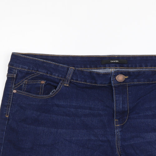 George Womens Blue Cotton Biker Shorts Size 16 L7 in Regular Button