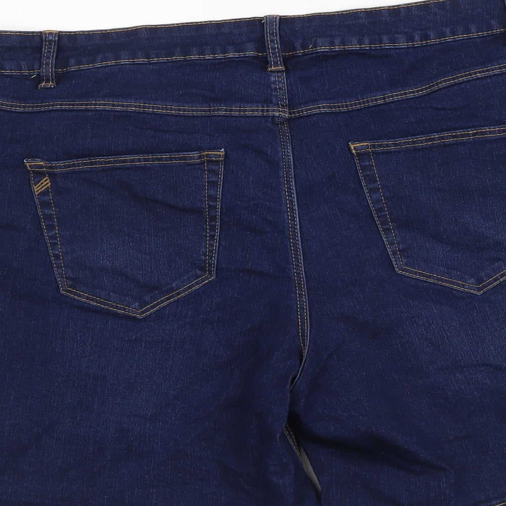 George Womens Blue Cotton Biker Shorts Size 16 L7 in Regular Button