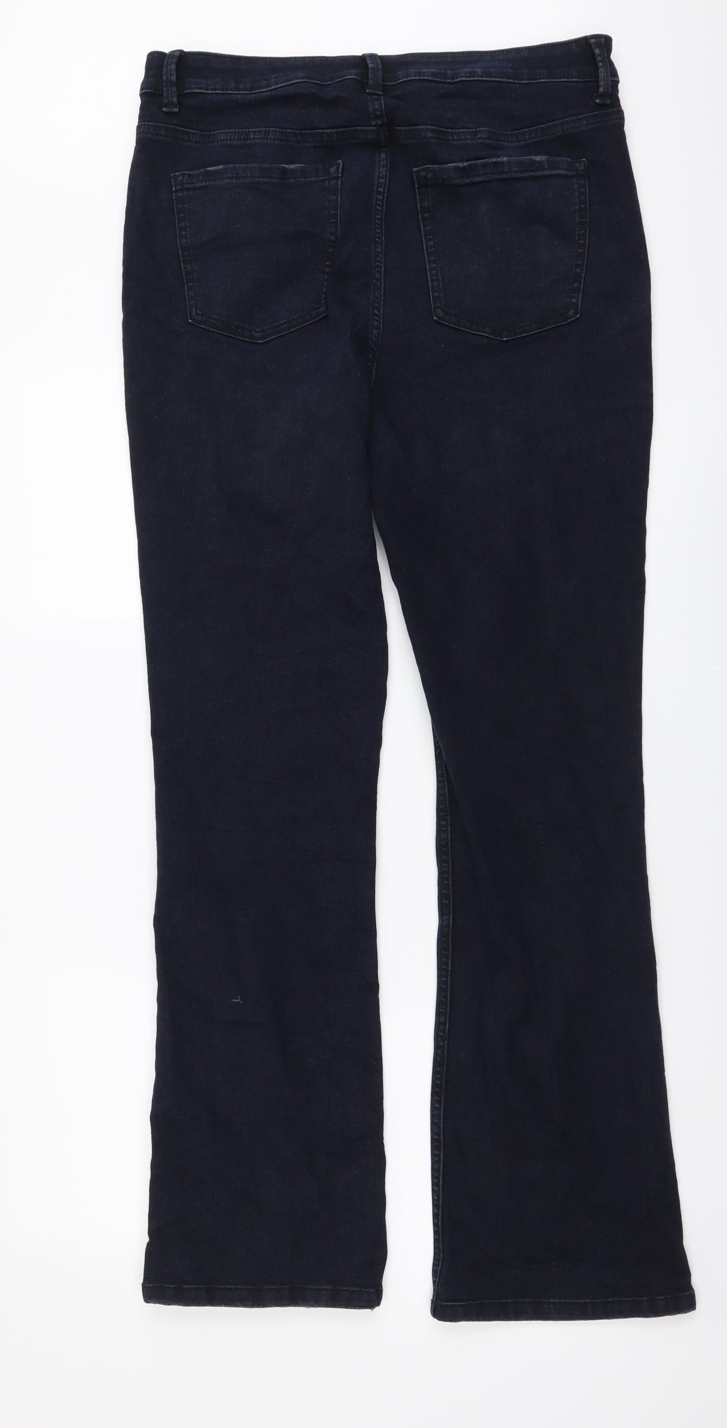 Marks and Spencer Womens Blue Cotton Bootcut Jeans Size 14 L32 in Regular Button