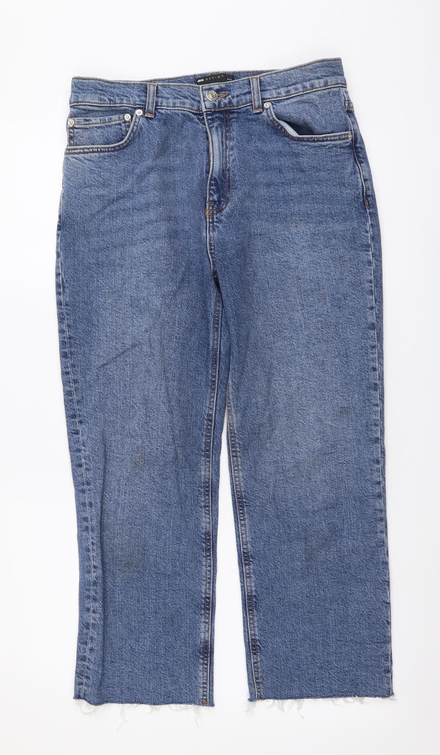 ASOS Womens Blue Cotton Mom Jeans Size 32 in L28 in Regular Button