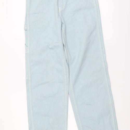 Zara Womens Blue Cotton Straight Jeans Size XS L29 in Regular Button
