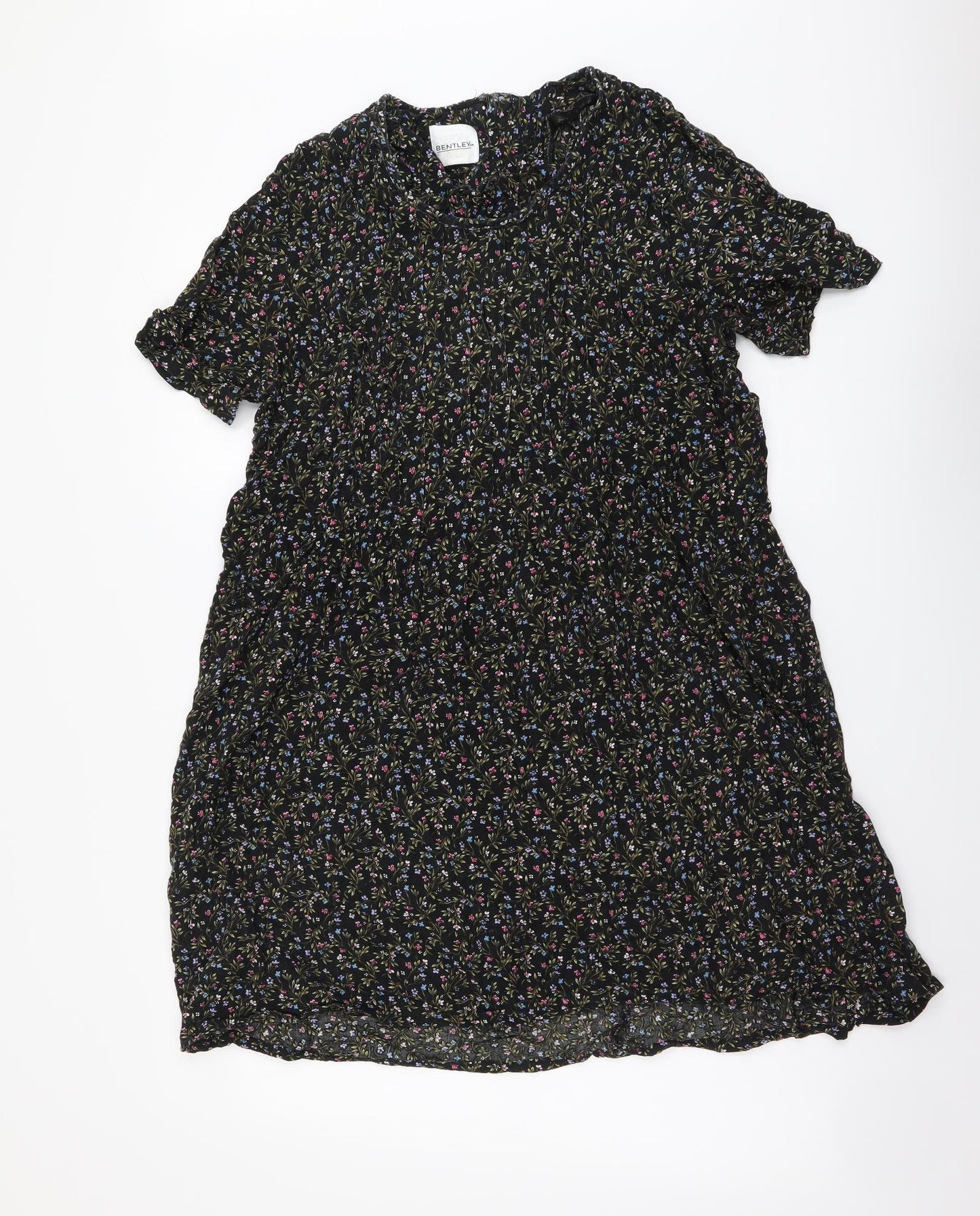 Bentley Womens Multicoloured Floral Cotton A-Line Size L Mock Neck Pullover