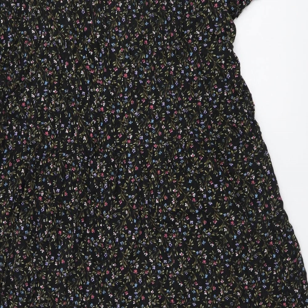 Bentley Womens Multicoloured Floral Cotton A-Line Size L Mock Neck Pullover