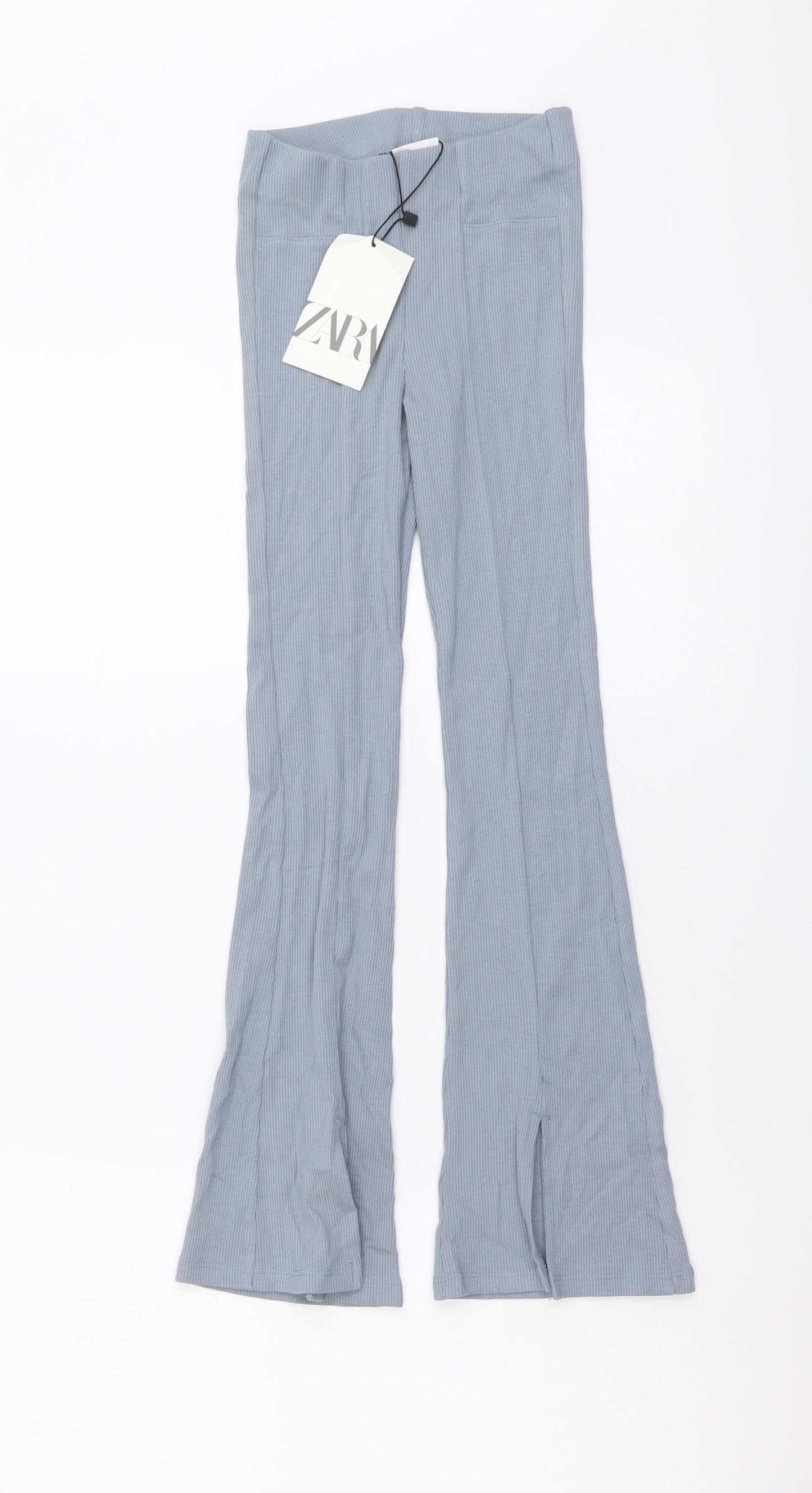 Zara Girls Blue Cotton Jogger Trousers Size 7 Years Regular Pullover - Ribbed