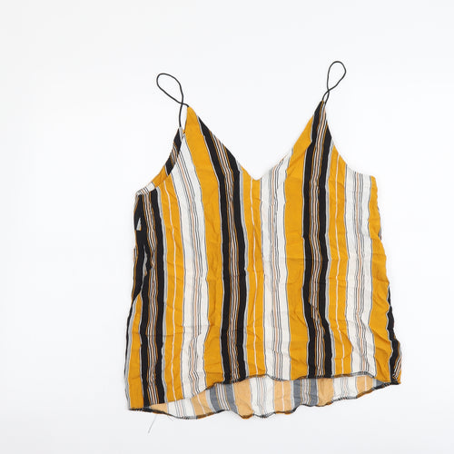 New Look Womens Multicoloured Striped Viscose Camisole Tank Size 8 V-Neck