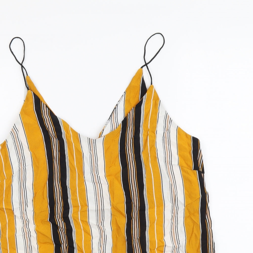 New Look Womens Multicoloured Striped Viscose Camisole Tank Size 8 V-Neck