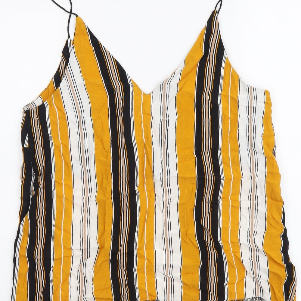 New Look Womens Multicoloured Striped Viscose Camisole Tank Size 8 V-Neck