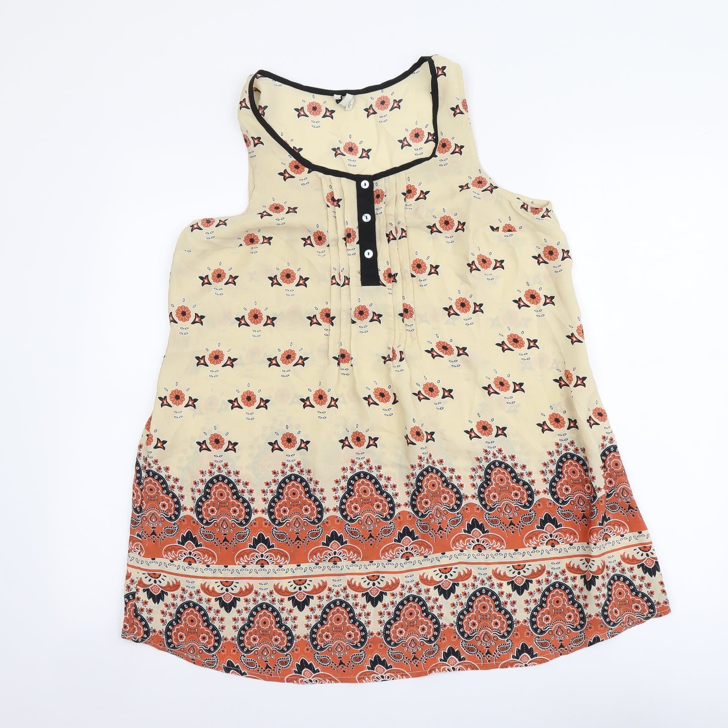 River Island Womens Multicoloured Geometric Polyester Basic Tank Size 8 Scoop Neck