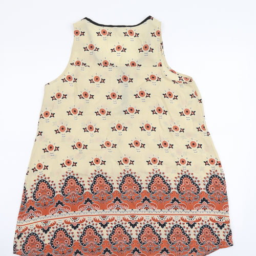 River Island Womens Multicoloured Geometric Polyester Basic Tank Size 8 Scoop Neck