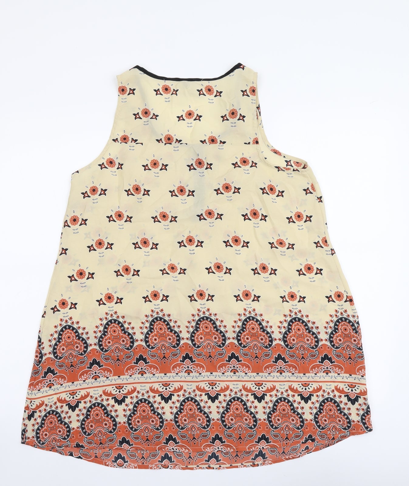 River Island Womens Multicoloured Geometric Polyester Basic Tank Size 8 Scoop Neck