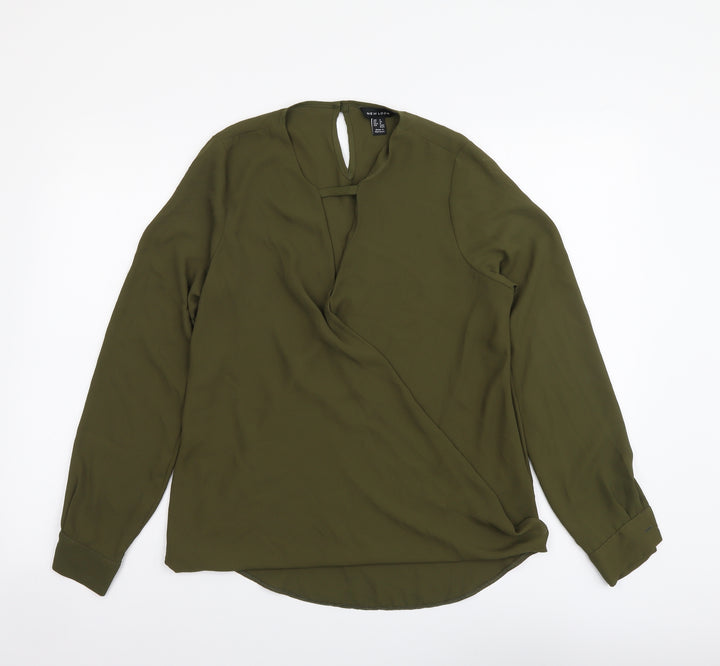 New Look Womens Green Polyester Basic Blouse Size 8 Round Neck