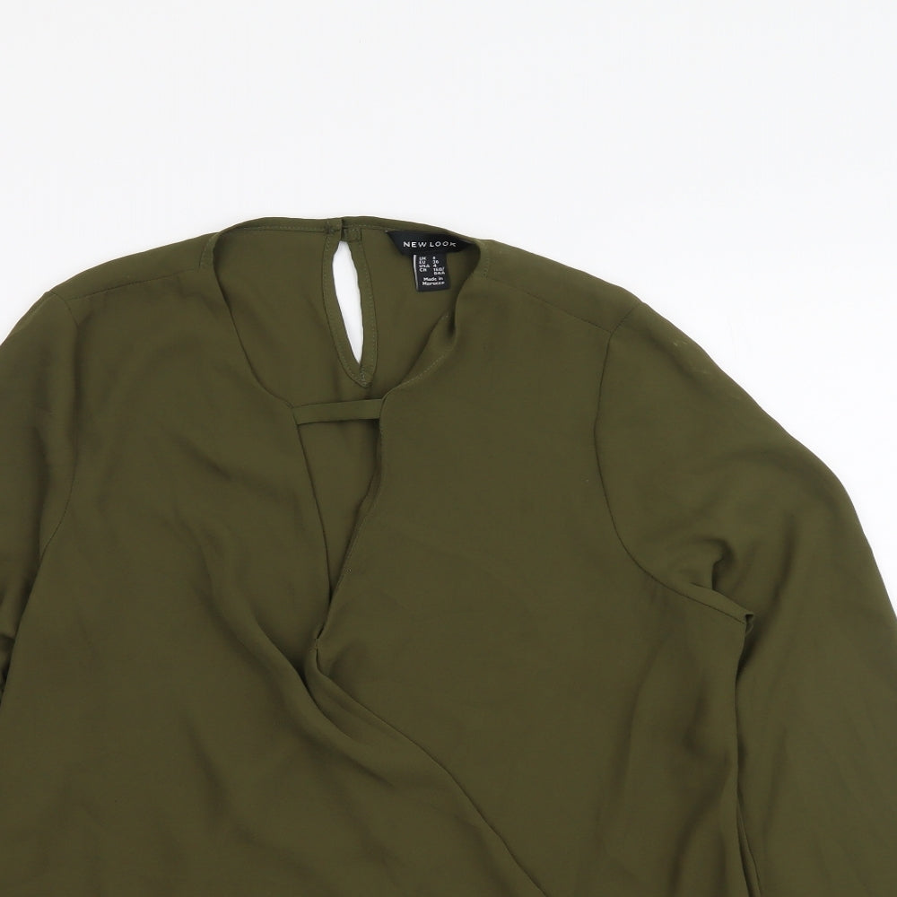 New Look Womens Green Polyester Basic Blouse Size 8 Round Neck