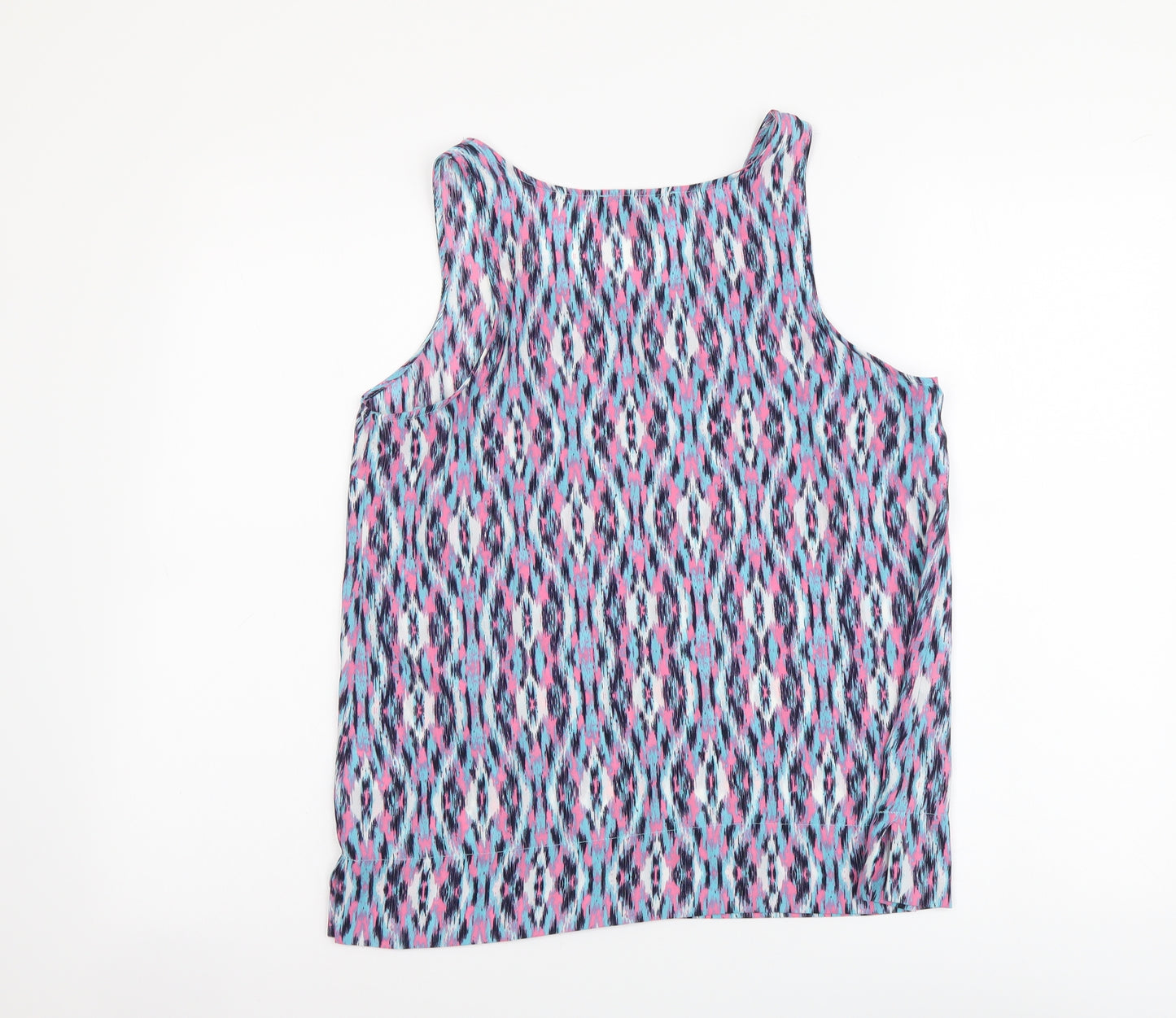 Primark Womens Multicoloured Geometric Polyester Basic Tank Size 10 Round Neck