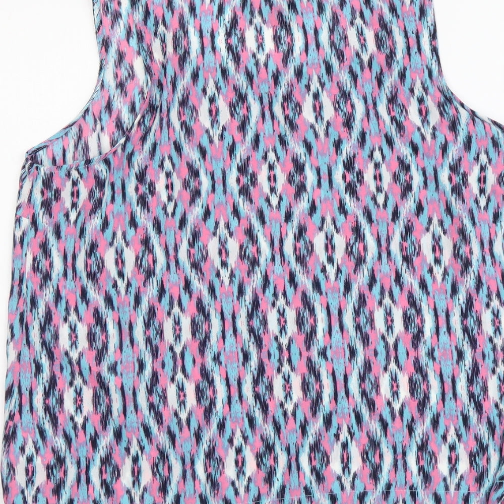 Primark Womens Multicoloured Geometric Polyester Basic Tank Size 10 Round Neck