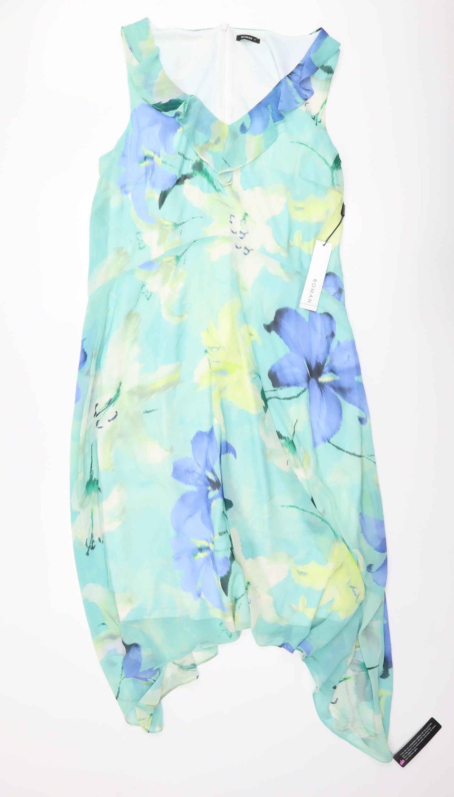 Roman Womens Multicoloured Floral Polyester A-Line Size 16 Round Neck Zip