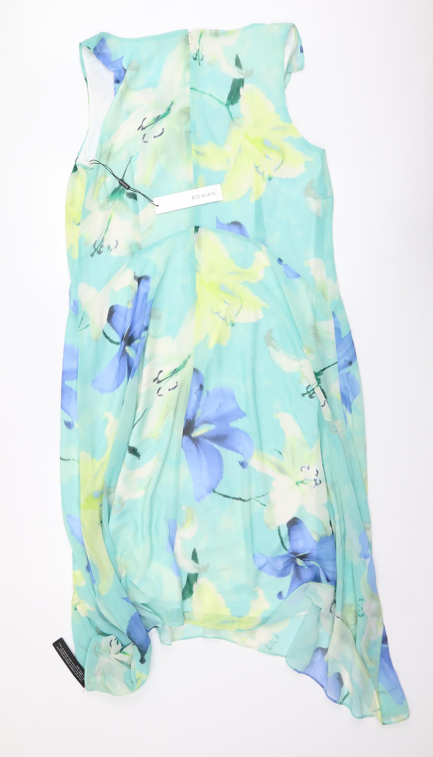 Roman Womens Multicoloured Floral Polyester A-Line Size 16 Round Neck Zip