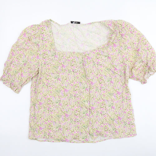 TU Womens Multicoloured Floral Viscose Basic Button-Up Size 10 Scoop Neck