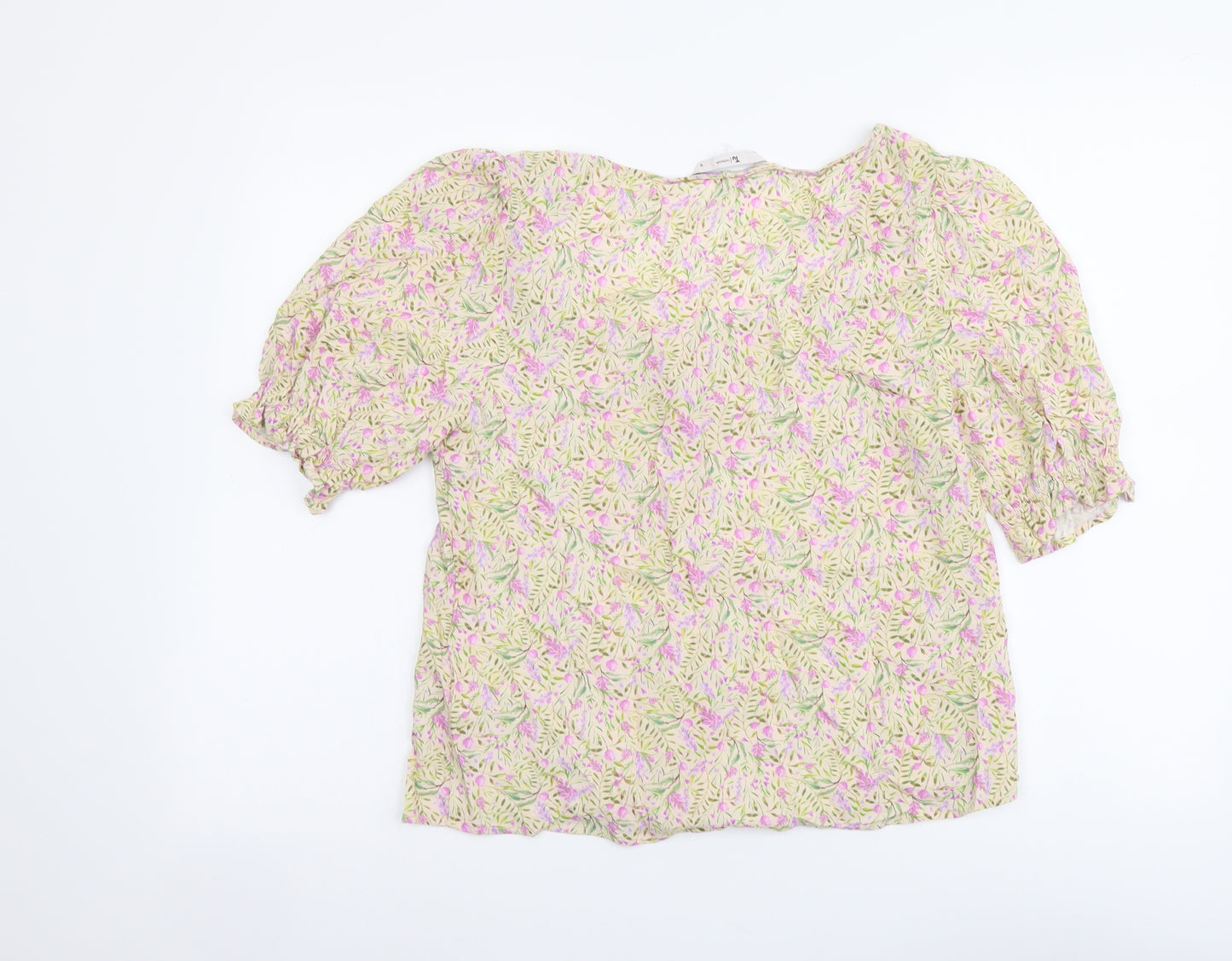 TU Womens Multicoloured Floral Viscose Basic Button-Up Size 10 Scoop Neck