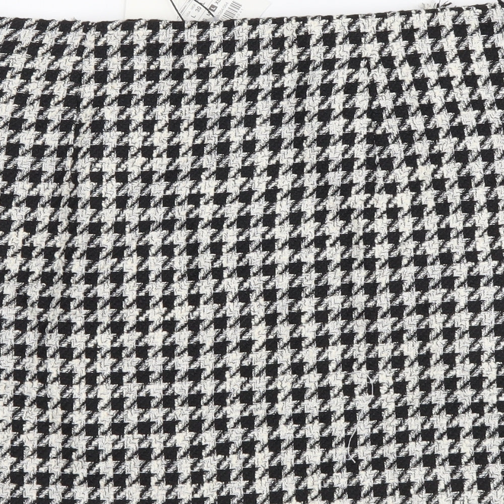 Zara Womens Black Geometric Polyester Mini Skirt Size L Zip