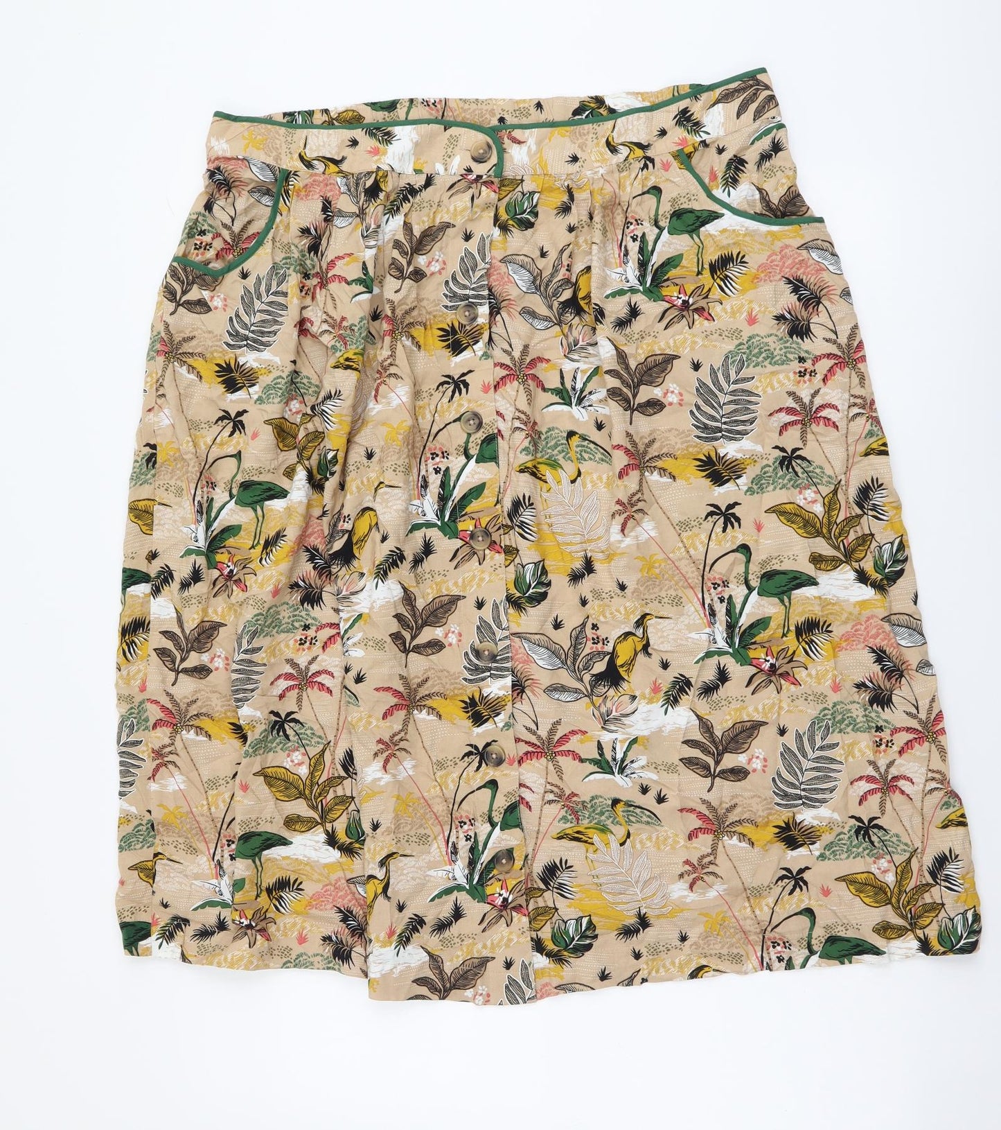 TU Womens Multicoloured Floral Viscose A-Line Skirt Size 16 Button