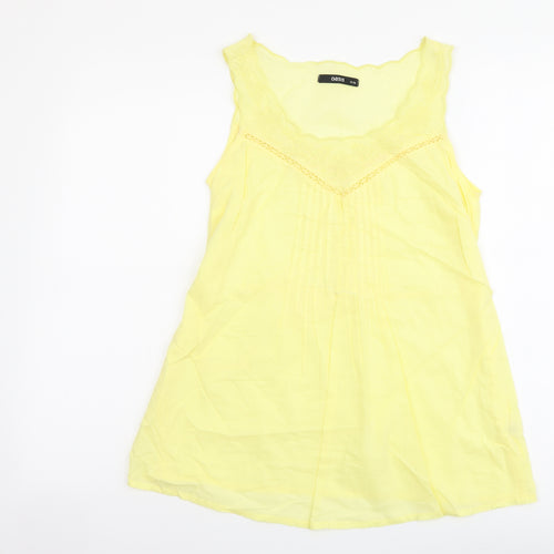Oasis Womens Yellow Cotton Basic Tank Size 10 Scoop Neck