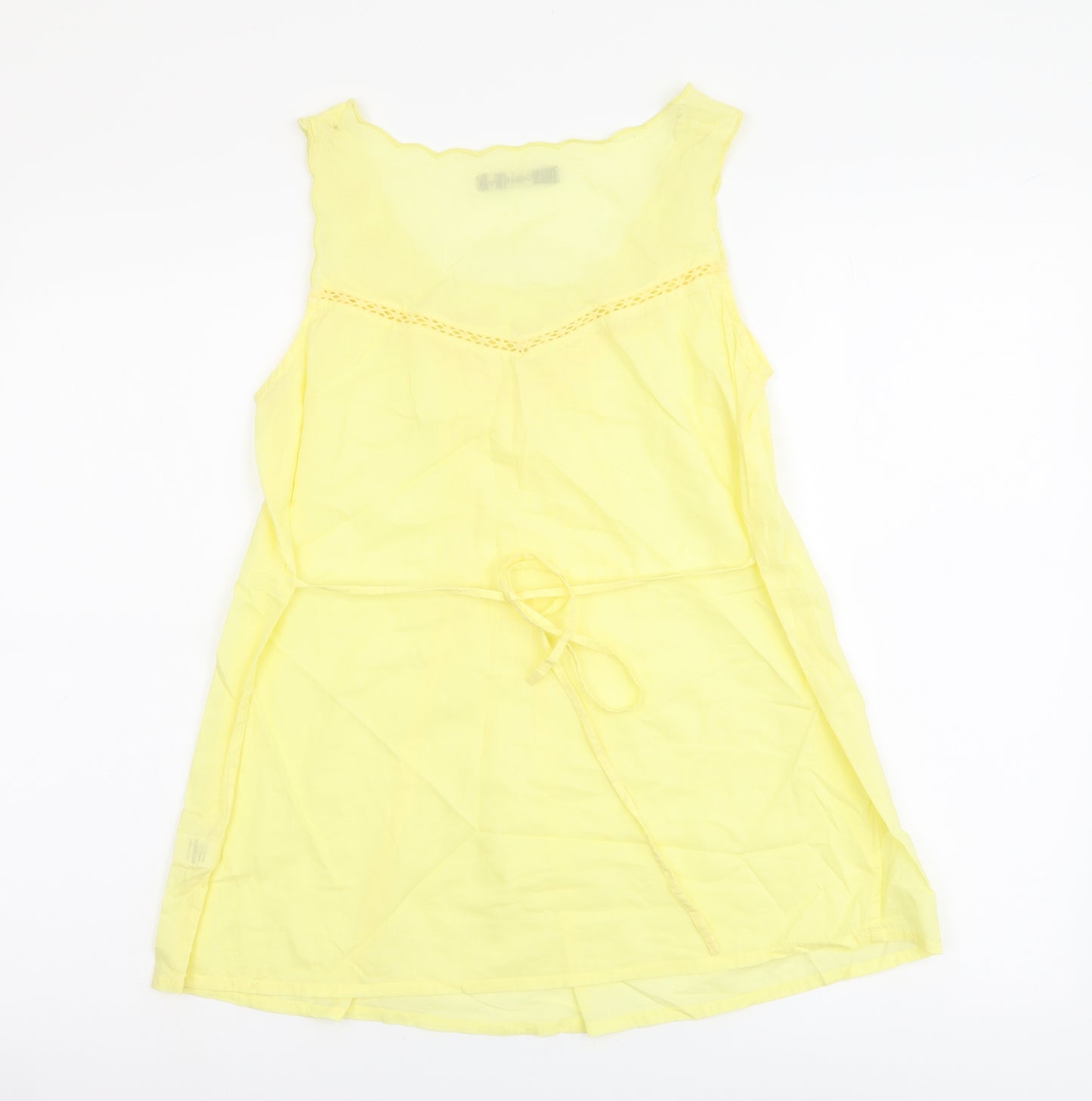 Oasis Womens Yellow Cotton Basic Tank Size 10 Scoop Neck