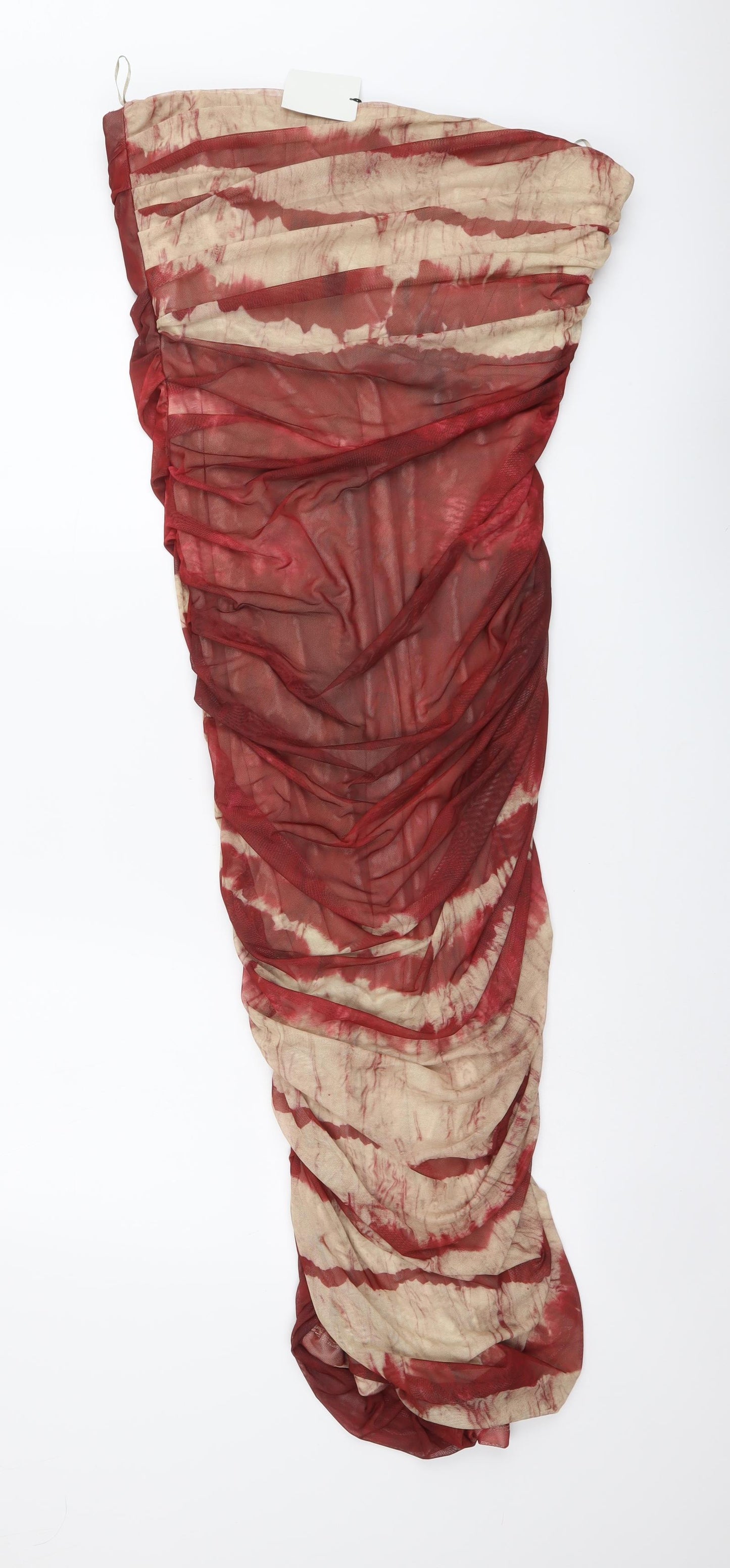 Zara Womens Red Tie Dye Polyester Bodycon Size L Off the Shoulder Zip