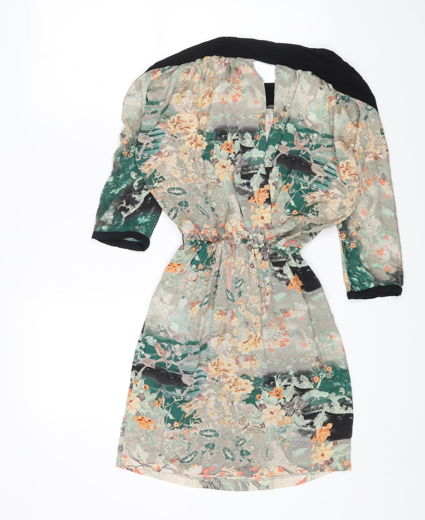 Bershka Womens Multicoloured Geometric Polyester Fit & Flare Size S Round Neck Pullover