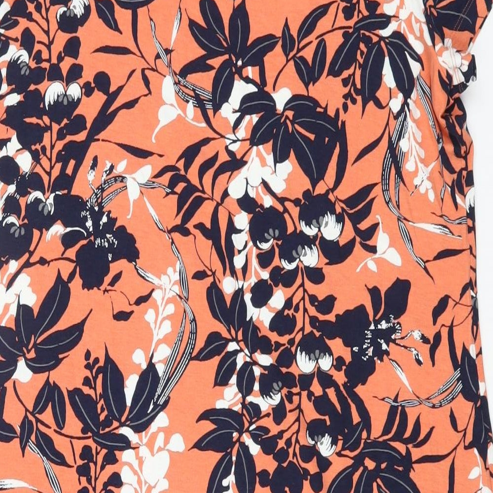 Marks and Spencer Womens Orange Floral Viscose A-Line Size 14 Round Neck Pullover
