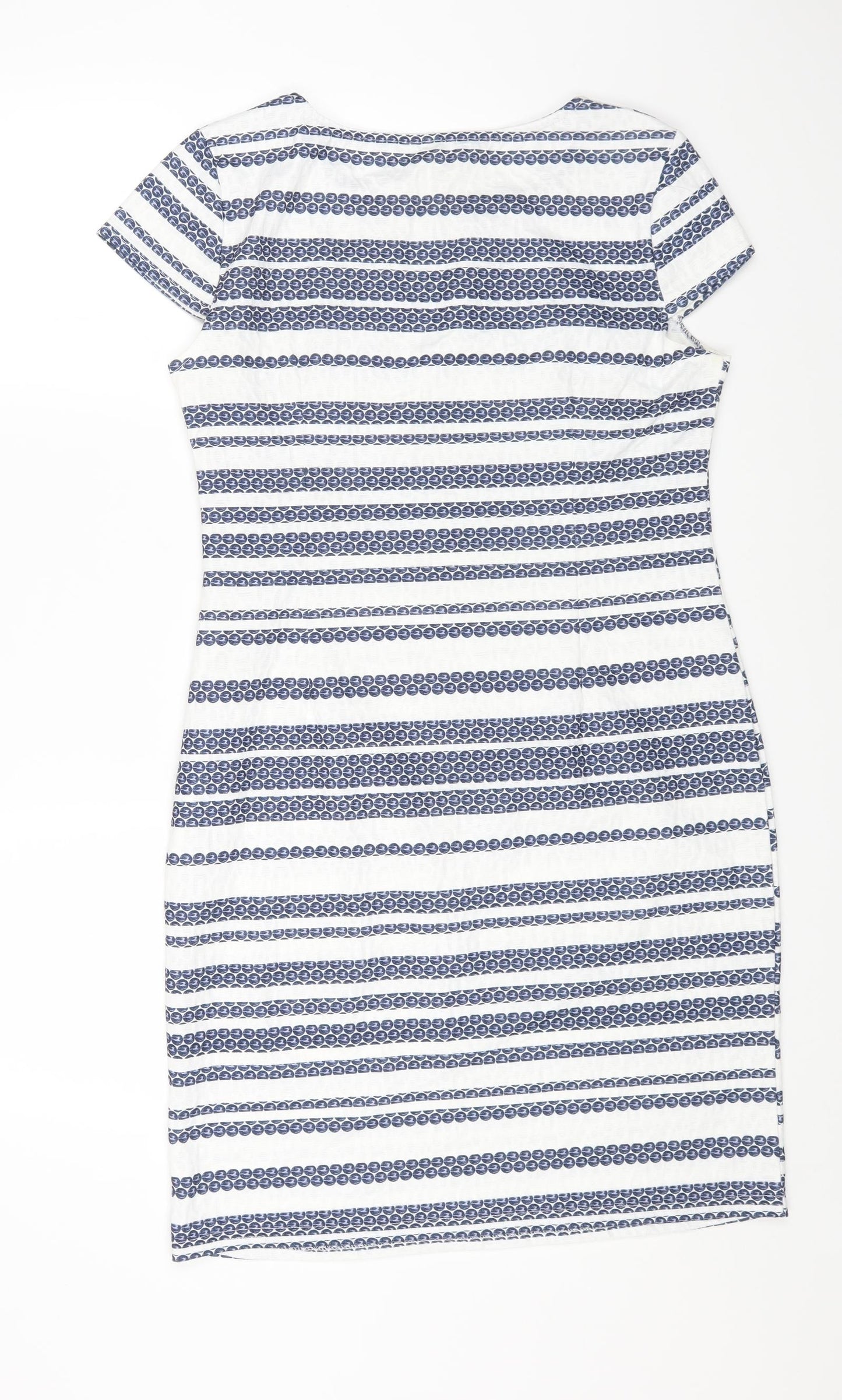Stella Womens White Striped Polyester A-Line Size 12 Round Neck Zip