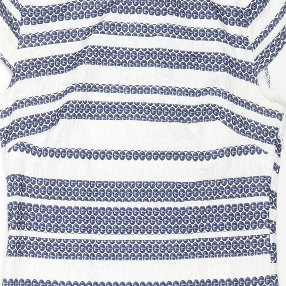 Stella Womens White Striped Polyester A-Line Size 12 Round Neck Zip