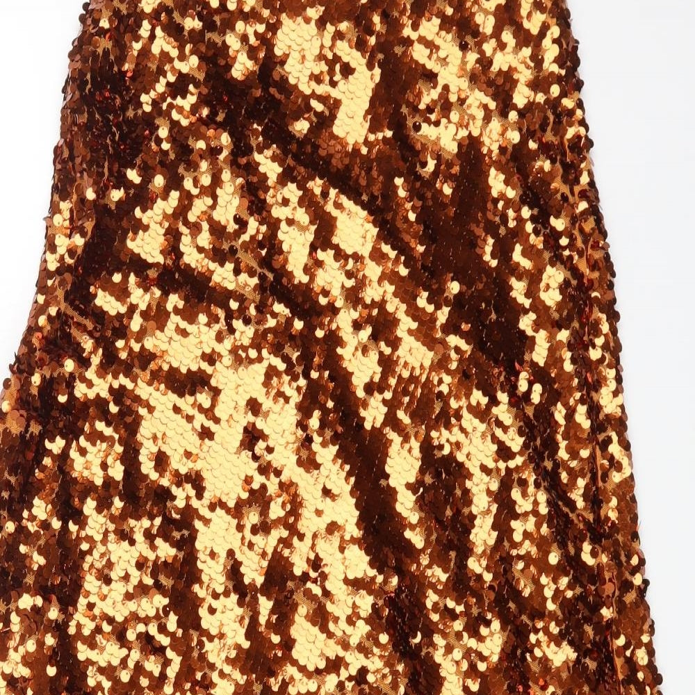 Zara Womens Orange Acetate Maxi Skirt Size S