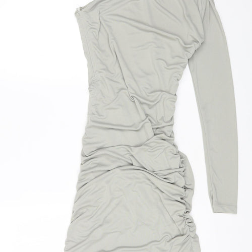 Zara Womens Grey Polyester Bodycon Size XS Off the Shoulder Zip