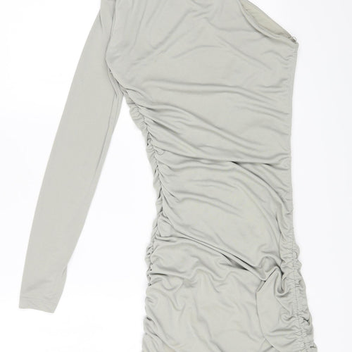 Zara Womens Grey Polyester Bodycon Size XS Off the Shoulder Zip