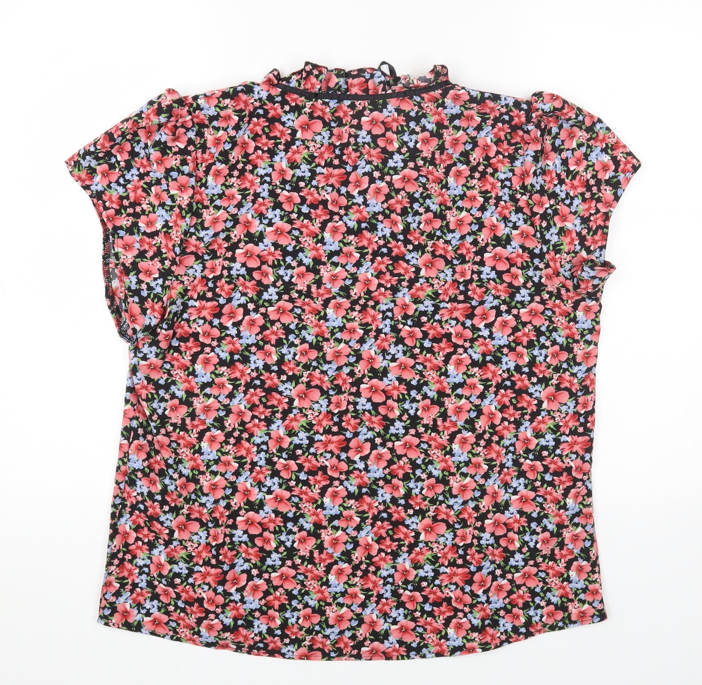 SheIn Womens Multicoloured Floral Polyester Basic T-Shirt Size XL V-Neck