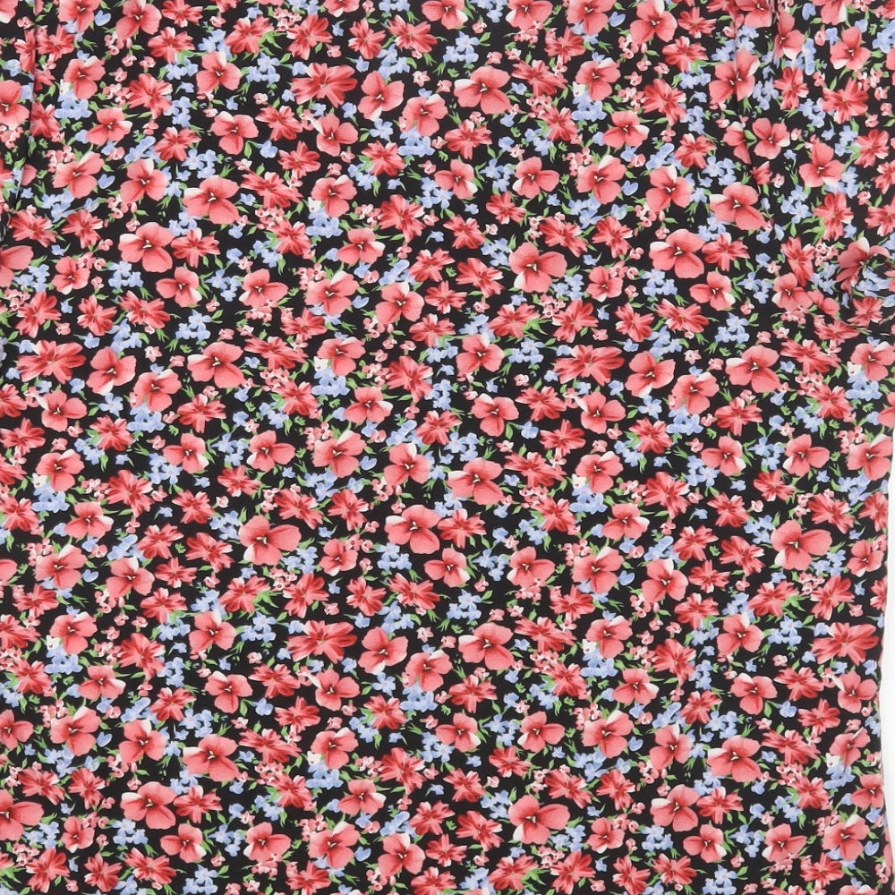 SheIn Womens Multicoloured Floral Polyester Basic T-Shirt Size XL V-Neck