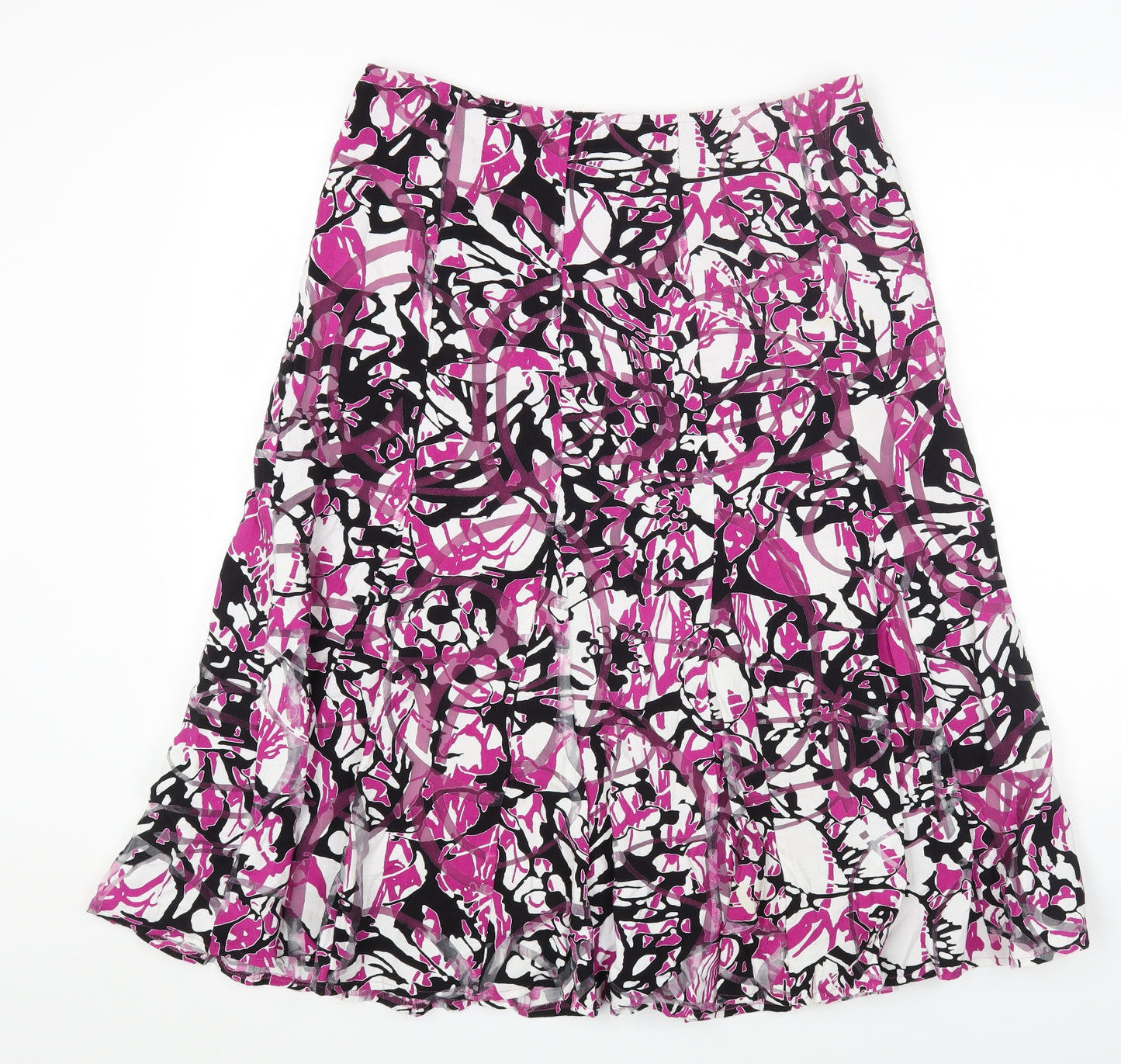 Per Una Womens Multicoloured Geometric Viscose Flare Skirt Size 14 Zip