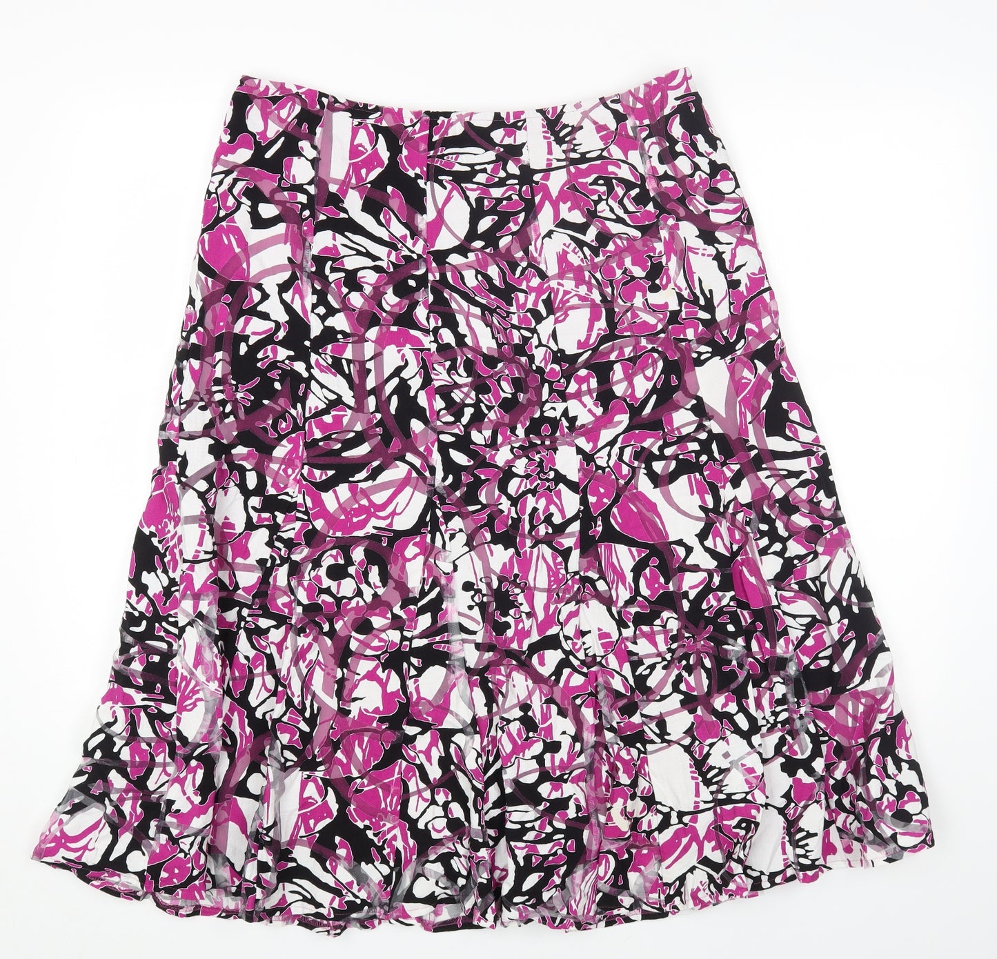 Per Una Womens Multicoloured Geometric Viscose Flare Skirt Size 14 Zip