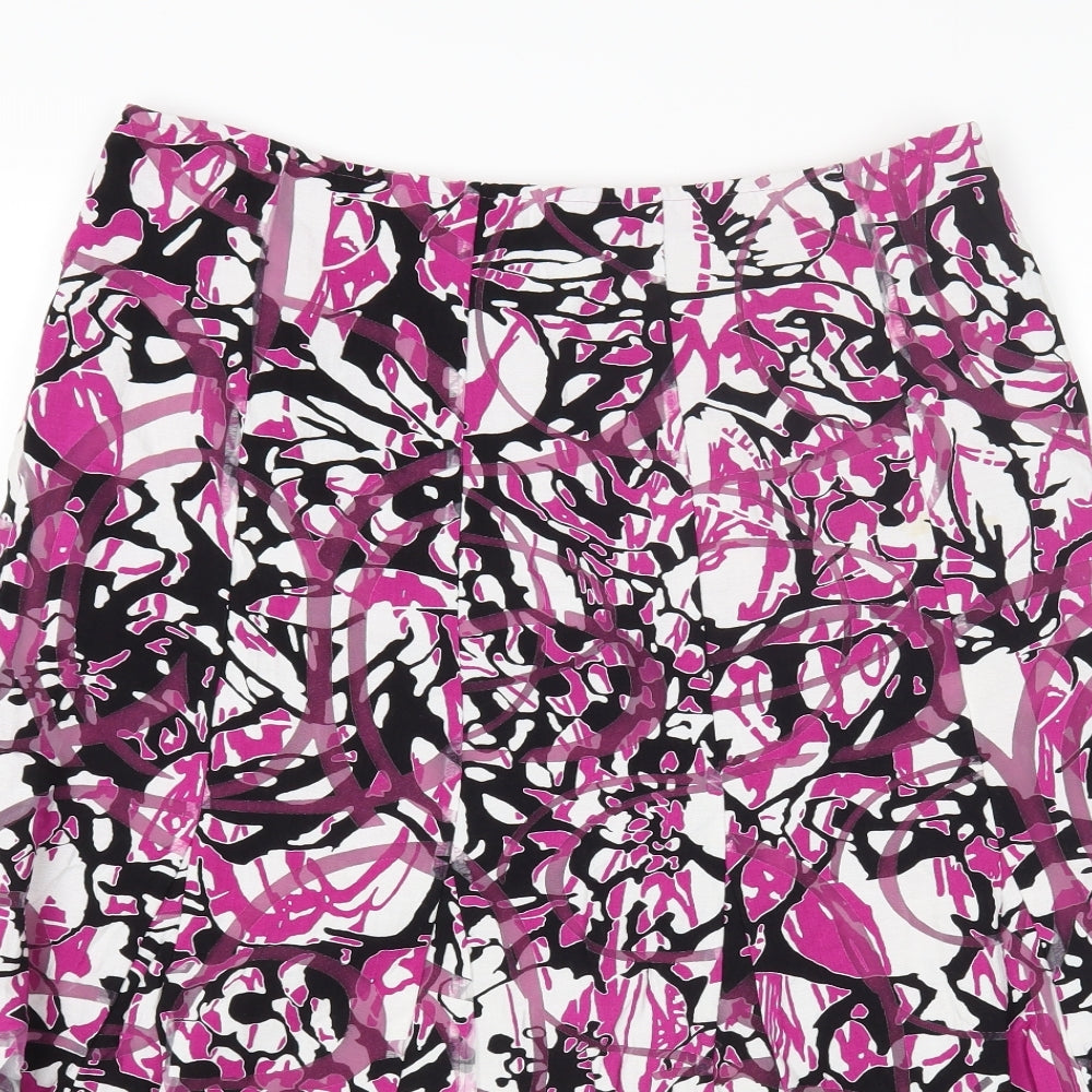 Per Una Womens Multicoloured Geometric Viscose Flare Skirt Size 14 Zip